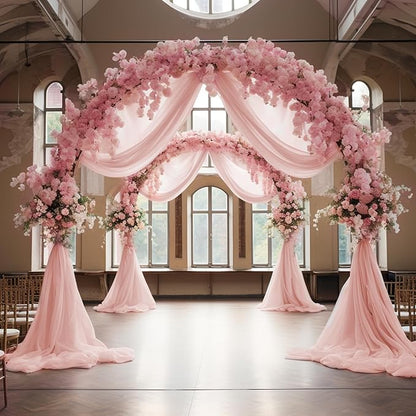 Wokceer Blush Wedding Arch Draping Fabric Backdrop 4 Panels 28.7" X 20FT Sheer Drapes Fabric for Wedding Arbor Ceremony Party