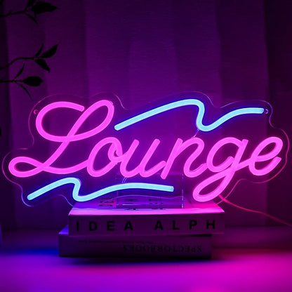 Lounge Neon Sign for Wall Decor, 16.54" x 6.69" Rest Led Signs for Room, USB Dimmable Neon Lights for Lounge Room Bar Hotel Cafe Nightclub VIP Room Man Cave Home Bedroom Decoration