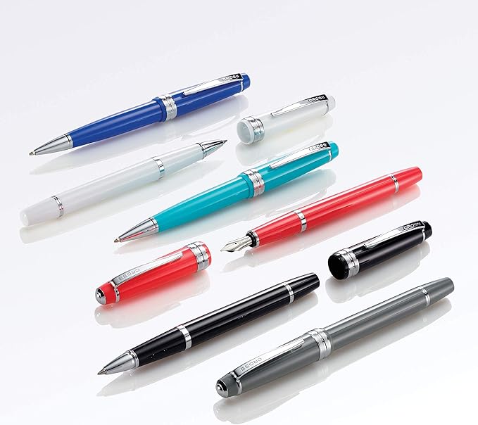 Cross Bailey Light Refillable Fountain Presented in a Everyday Gift Box - Medium Point, Black Ink, Polished Blue