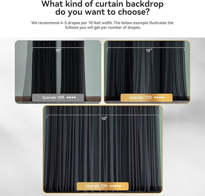 10×10ft Tulle Backdrop Curtains with Lights String - 300LED Fairy Lights Sheer Curtain Backdrop for Weddings Baby Shower and Birthday Party Decorations(4 Panels 5×10ft)