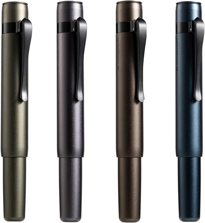 Hongdian M2 Black Forest Mini Fountain Pen, Bent Nib & Sleek Shape Aluminium Short Pocket Travel Pen (Army Green)