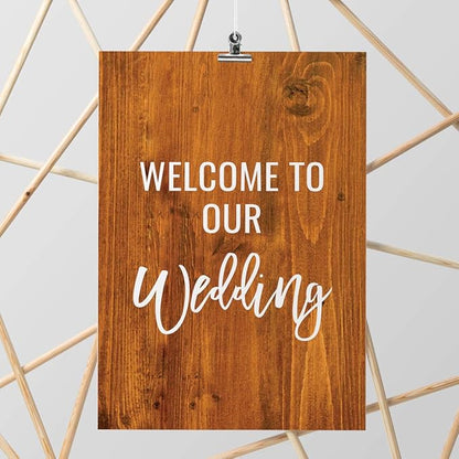 Andaz Press Extra Large Wedding Easel Board Party Sign, 12x18-inch, Rustic Barn Wood, Welcome to Our Wedding, 1-Pack