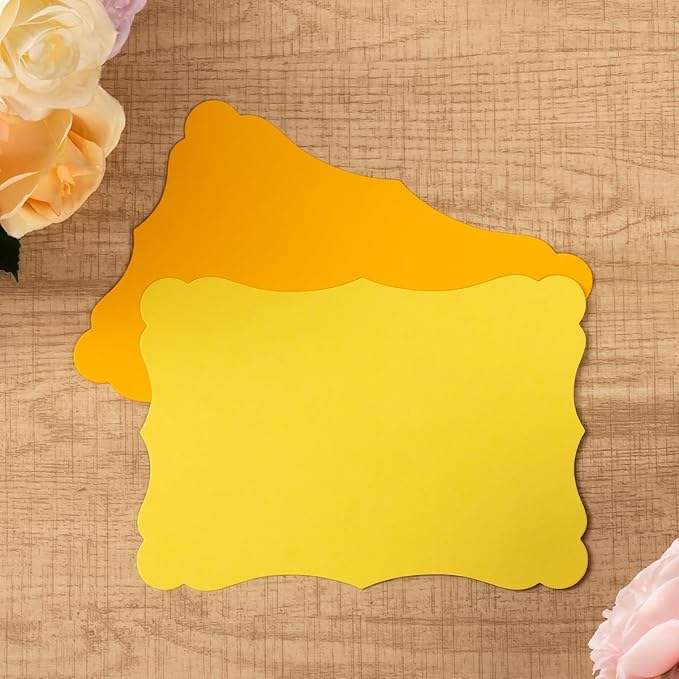 50 Pack Blank Kraft Cards Cardstock Thick Paper Brown Greeting Cards for DIY Gift Card Menus, Baby Shower and Wedding Invitations (Yellow, 5 Colors, 4x6IN)