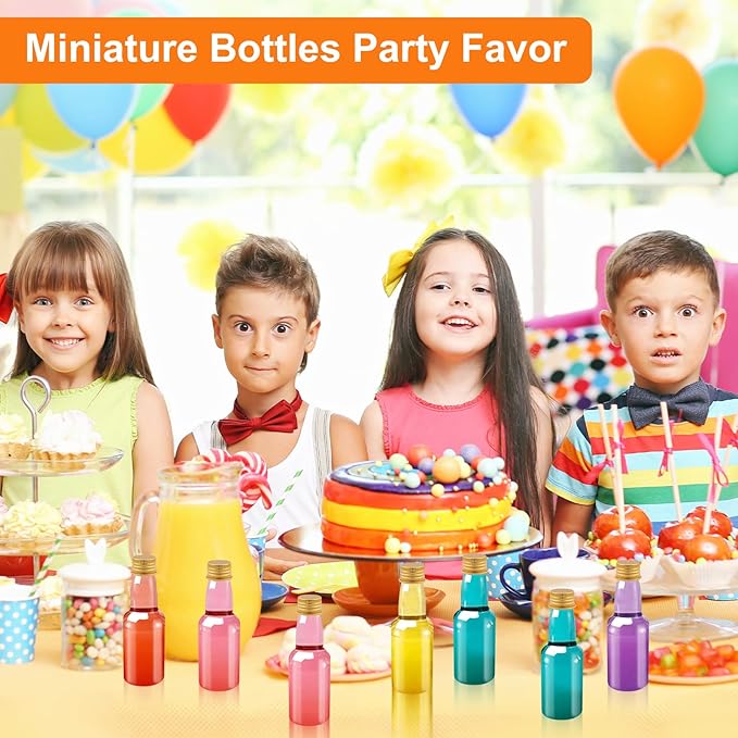 96 Pcs Mini Liquor Bottles Set, 30 Pcs 2oz Plastic Alcohol Bottles with Gold Cap, 30pcs Kraft Tags and 6pcs Funnels with 30pcs Ropes, Miniature Bottle Bulk for Wedding Birthday Christmas Party Favor
