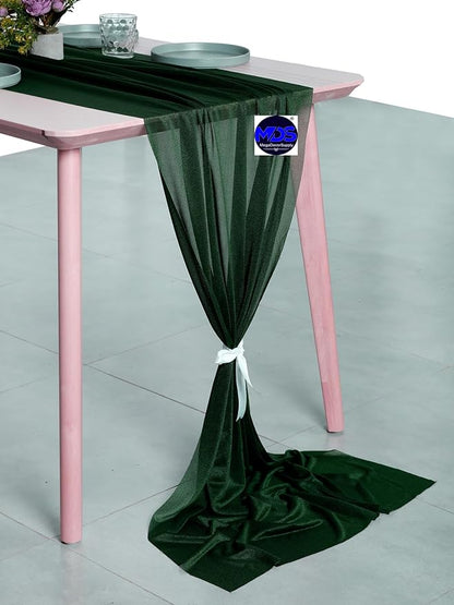 MDS 25 Pack 10ft Chiffon Table Runner 29 x 120 Inches Sheer Wedding Runner Romantic Rustic Table Runner for Wedding Decorations, Birthday Parties, Bridal Shower Party Arch Decor - Hunter Green