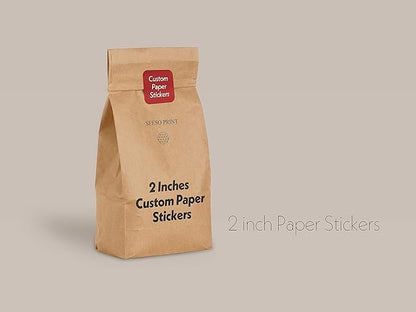 300 pcs Premium Custom Stickers Uncoated Paper 2 inch Square - Personalized Stickers for Businesses with Logo and Name