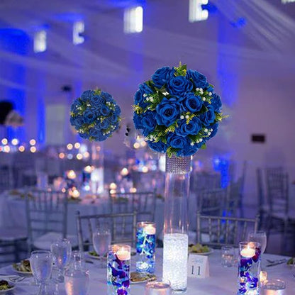 BLOSMON Royal Blue Flowers for Decoration: 10 Pcs Fake Roses Kissing Balls for Wedding Table Centerpieces - Artificial Floral Arrangements Home Baby Shower Birthday Party DIY Decor