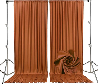 10ft x 10ft Dark Brown Backdrop Curtains for Parties, Fabric Satin Background Curtain with Rod Pockets for Weddings, Birthday, Baby Shower, Photography, Graduation Party Backdrop Drapes, 2 Panels