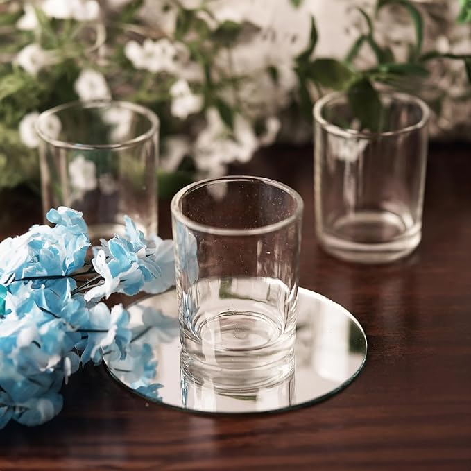 WGV Tea Light Votive Candle Holder 2.2x2.75, Clear Tiny Utility Cylinder Glass Vase, Small Planter Terrarium for Home Accent Decor, 24 Pc