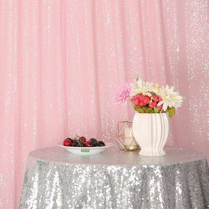 Eternal Beauty Pink Sequin Backdrop, 10x10 Ft Glitter Background Curtains for Shimmer Photography Party Wedding Birthday Back Drop Decor