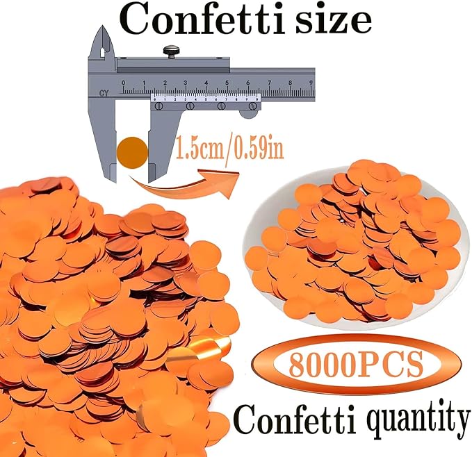 Orange Round Foil Confetti Beautiful Metallic Table Confetti for Fill balloons, Wedding,Birthday,Party,Festival Decoration(8000PCS)