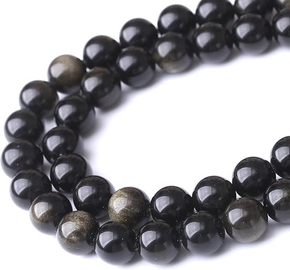 Gold Obsidian Stone Beads for Jewelry Making DIY Craft Gemstone Beads Kit (4mm, 88pcs) Cosmic Crystal Pebbles for Bracelets, Necklaces, Home Decor