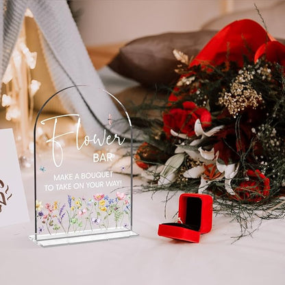 Flower Bar Sign Wedding Decor Clear Acrylic Table Sign for Marriage Parties Anniversaries Reception Cafe Hotel Party Bar Business Event