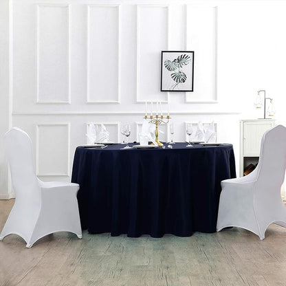 Cupuamon 108 inch Round Tablecloth Washable Polyester Table Cloth Decorative Table Cover for Wedding Party Dining Banquet（108 inch,Navy）