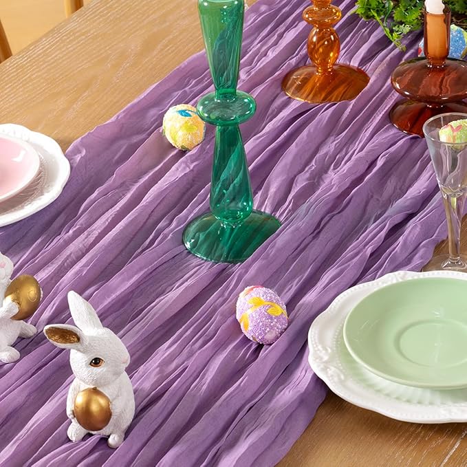 Lavender Purple Cheesecloth Table Runner 10 Pack Fall Table Runners Boho Gauze 120 Inches Cheese Cloth Fall Table Decorations for Thanksgiving Wedding Bridal Baby Shower Birthday Garden Party