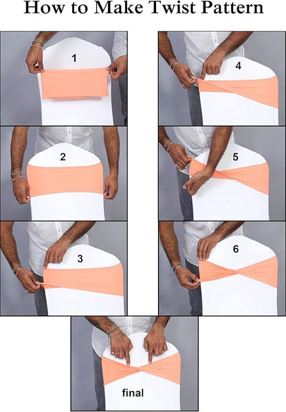 VDS Pack of 200 PCS | Coral Peach | Spandex Chair Sashes Bows Without Buckle | Stretch Elastic Banquet Universal Folding Chair Band Tie with for Wedding Party Conference Celebration Event Decoration