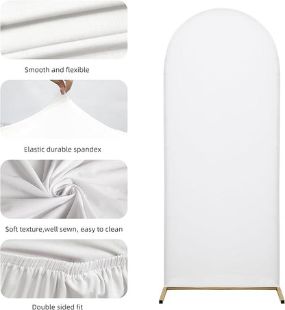 Wedding Arch Spandex Backdrop Cover 7.2FT Stretchy for Wedding, Birthday Party Decoration, Baby Shower, Banquet (White, Cover Only)