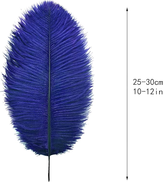 Ballinger Royal Blue Ostrich Feathers - 24Pcs 10-12inch Feathers for Party Centerpieces, Flower Arrangement and Home Decor