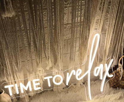Time To Relax Neon Sign, Custom Bathroom Decor LED Neon Light Bedroom Beauty Salon Spa Shop Manicure Bar Home Wall Decor Foot Care Wall Art USB Size:17X10inches