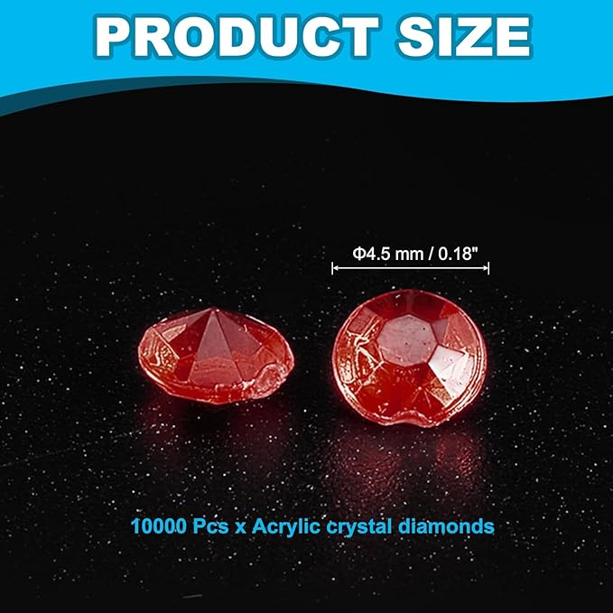 PATIKIL 10000 Pcs Wedding Table Scatter Confetti Crystals 4.5mm Acrylic Diamonds Vase Fillers Gems for Table Centerpiece Decorations Party Vase Beads, Date Red