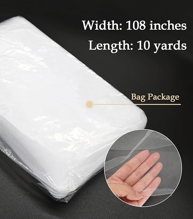 White Tulle Fabric 108" x 10 Yards (30FT) Tulle Bolt for Wedding Decoration DIY Tutu Party Backdrop Baby Shower Table Skirts Christmas Gift Wrapping