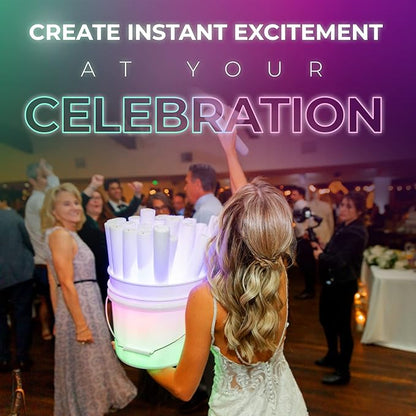 Foam Glow Sticks Bulk - 100 White Foam Light Up Sticks and LED Foam Sticks - 100 Reusable 16" Light Up Foam Sticks White Foam Glow Sticks for Wedding, Parties, and Dancing