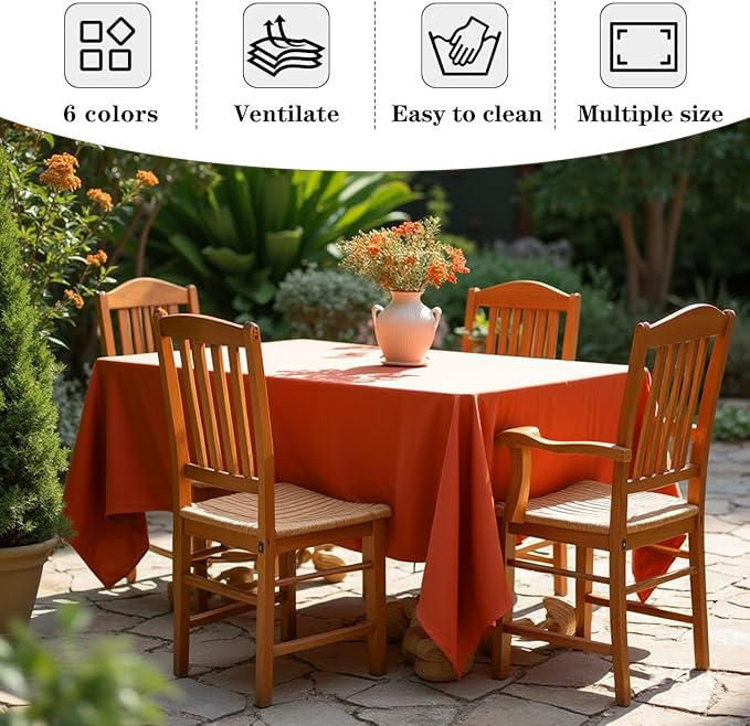 Fitable Rust Table Clothes for Rectangle Tables, 6 Pack - 90 x 156 Inch - Reusable and Elegant Fall Tablecloths, Polyester Fabric Table Covers for Wedding, Party, Banquet, Formal Events