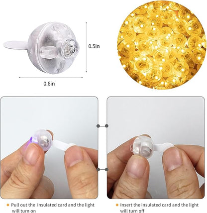 Aogist 200pcs Warm White Balloon Light,Long Standby Time Waterproof Mini Ball Light,Round LED Flash Lamp for Paper Lantern Balloon Party,Wedding,Birthday,Festival,New Year and Christmas Decorative