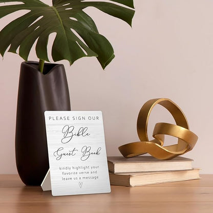 Bible Guest Book Wedding Wooden Sign Stand 5x7inch, Wedding Sign Stand, Wedding Signs for Ceremony and Reception, Wedding Table Decorations, Wedding Table Sign