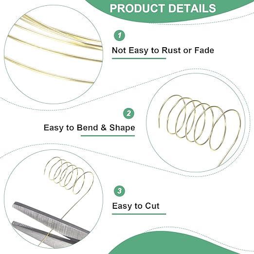 0.2mm Jewelry Wire, 32 Gauge 328FT Craft Wire Copper Beading Wire for Jewelry Making/Planting/Weaving/DIY Crafting, Soft Metal Wires [100M, Light Golden]