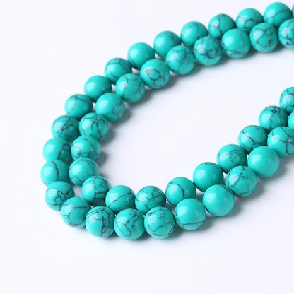 Naturalturquoise Stone Beads Gemstone Round Crystal Energy Jade Beads Stone Beads for Jewelry Making DIY Bracelet Necklace Jewelry Making 1 Strand 15.5inch 60PCS 6MM