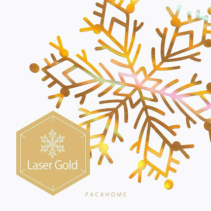 PACKHOME 6 Christmas Gift Boxes 13x9.7x3.4 Inches, Large Gift Boxes with Lids, Sturdy Shirt Boxes with Magnetic Lids for Wrapping Gifts (Gold Snowflake Pattern)