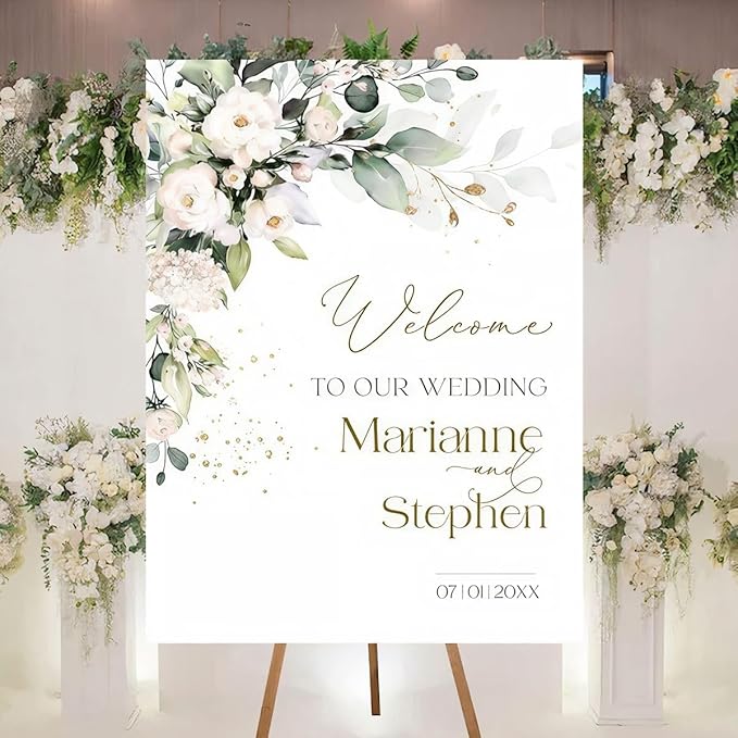 Personalized Welcome To Our Wedding Sign, Wedding Decorations, Flowers Wedding Sign #15, Vesion 15