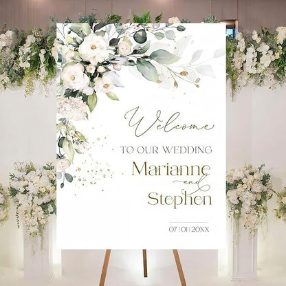 Personalized Welcome To Our Wedding Sign, Wedding Decorations, Flowers Wedding Sign #15, Vesion 15