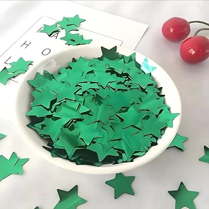 Green Star Foil Confetti Beautiful Metallic Table Confetti Glitter for Fill Balloons, Wedding,Birthday,Party,St. Patrick's Day，Festival Decoration(8000PCS)