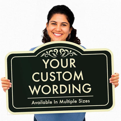 Custom Decorative Outdoor Metal Sign - Personalized Aluminum Driveway Sign, Waterproof, Made in USA - Design 1 Black Charcoal 30x24 In