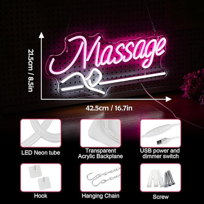 Massage Neon Sign For Wall Decor Led Light Up Sign Massage Parlors Foot Baths Beer Business Signage Spa Salon Beauty Room Wellness Center Room Decor Aesthetic Led Art Hanging Decorative