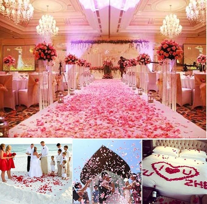 1000 Pcs Artificial Silk Rose Petals Decoration Wedding Party Color Pink