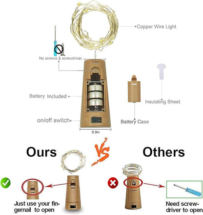 Wine Bottle Lights with Cork, Battery Operated 20 LED Cork Shape Silver Wire Colorful Fairy Mini String Lights(No Bottles) for DIY, Party, Decor, Christmas, Halloween,Wedding (3, Purple)