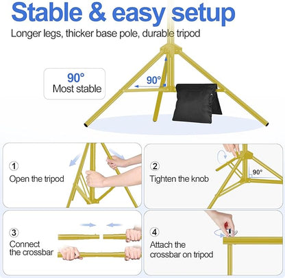 EMART Backdrop Stand 10x8.5ft(WxH) Photo Studio Adjustable Background Stand Support kit with 2 Crossbars, 8 Clamps, 2 Sandbags and Carry Bag for Parties, Events Decoration, Wedding -Titanium Gold