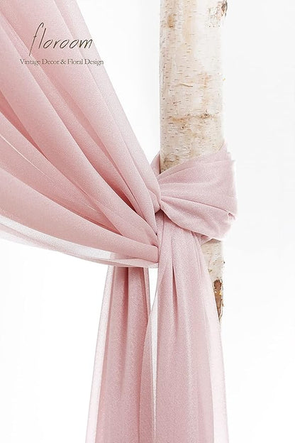 Floroom Wedding Arch Draping Fabric 2 Panels 20Ft Dusty Rose Chiffon Fabric Drapes Arbor Drapery Wedding Ceremony Reception Swag Decorations