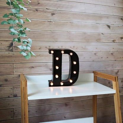 OYCBUZO Light Up Black Alphabet Marquee Letters Sign LED Marquee Number Lights Sign for Night Light Home Bar Christmas Lamp Birthday Party Wedding Decoration D