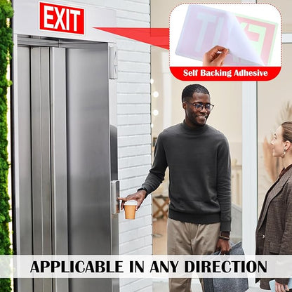 10 Pcs Glow in the Dark Exit Signs for Business 12 x 7 Inch Photoluminescent Signs Stickers for Indoor Outdoor for Business, Office, Warehouse (Without Arrows)