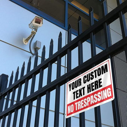 Custom Private Property No-Trespassing Signs - 12 x 8 Personalized Aluminum Metal Rust-Proof Outdoor Signs with Your Text Logo (NO TRESPASSING)