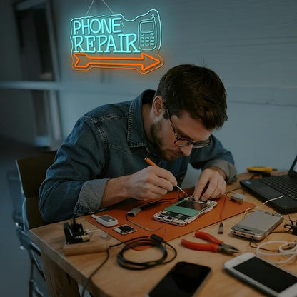 Looklight Phone Repair Neon Sign Dimmale Neon Lights For Wall Decor Led Lights ForMobile Phone Repair Shop Business Cellphone Repair Shop Decor USB Powered 14.6x9.1in