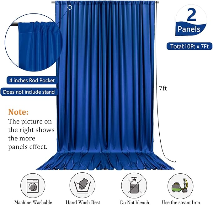 10 x 7 Feet Royal Blue Backdrop Curtain for Partie, Background Curtains for Photoshoot, Birthday, Wedding, Halloween, Thanksgiving, Christmas, New Year Party Decorations 5Ft x 7Ft, 2 Panels
