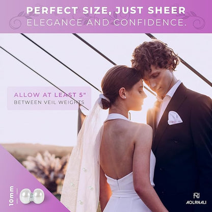 Pearl Veil Weights - 16 Pairs of Magnetic Bridal Veil Weights - Secures Long Veils for Outdoor Weddings - Premium Wedding Accessories for The Bride