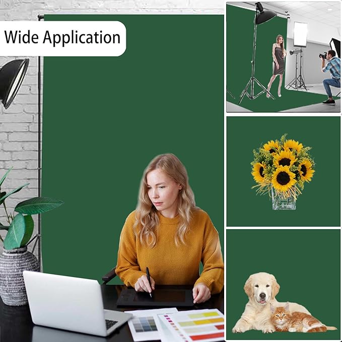 Dark Green Photography Backdrop for Photoshoot, Photo Backdrop Curtain, Perfect Dark Green Backdrops for Party Portrait Photoshoots Video Studio 10FTx10FT
