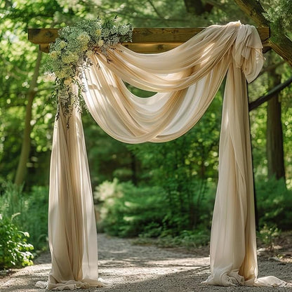 Wokceer Champagne Wedding Arch Draping Fabric Backdrop 4 Panels 28.7" X 20FT Sheer Drapes Fabric for Wedding Arbor Ceremony Party