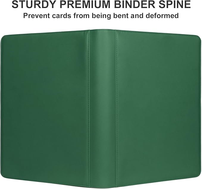 GEAoffice Premium 1000 Trading Card Binder, Large Side Loading 16 Pocket Card Collection Binder Album Folder for MTG, TCG & Sports, Green